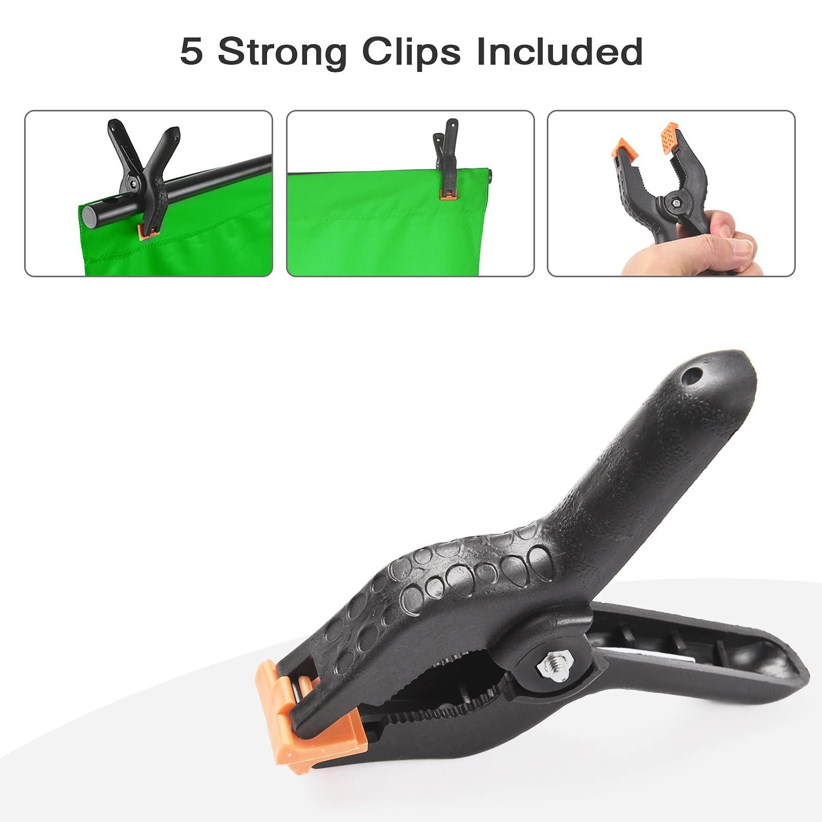 Andoer Andoer - Kit per fotografia di sfondo a tinta unita, 1,2 x 1,2 m, con supporto regolabile a forma di T, 1,2 x 1,2 m, 5 morsetti a molla verde