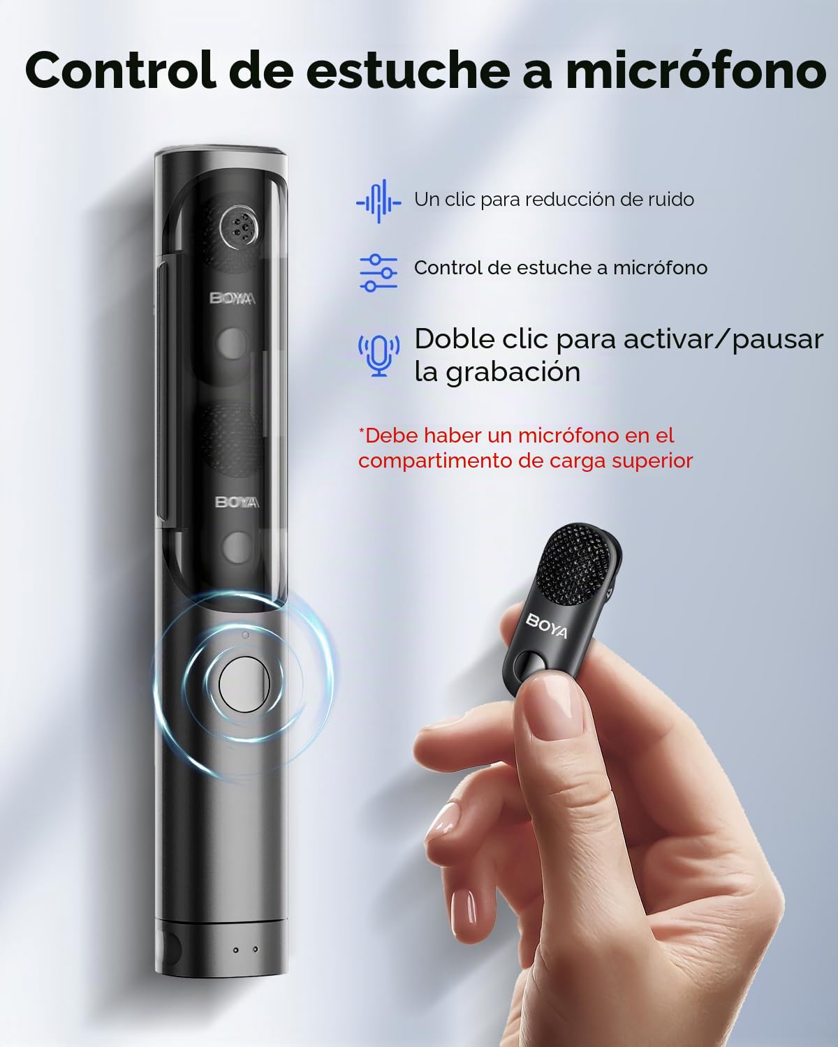 BOYA Magic 4 en 1 Transformable Micrófono Inalámbrico, Micro de Solapa/De Mano/Mesa/En Cámara Microfono Inalambrico para iPhone15/16/Android, Vlogging y Streaming(2TX+1RX)