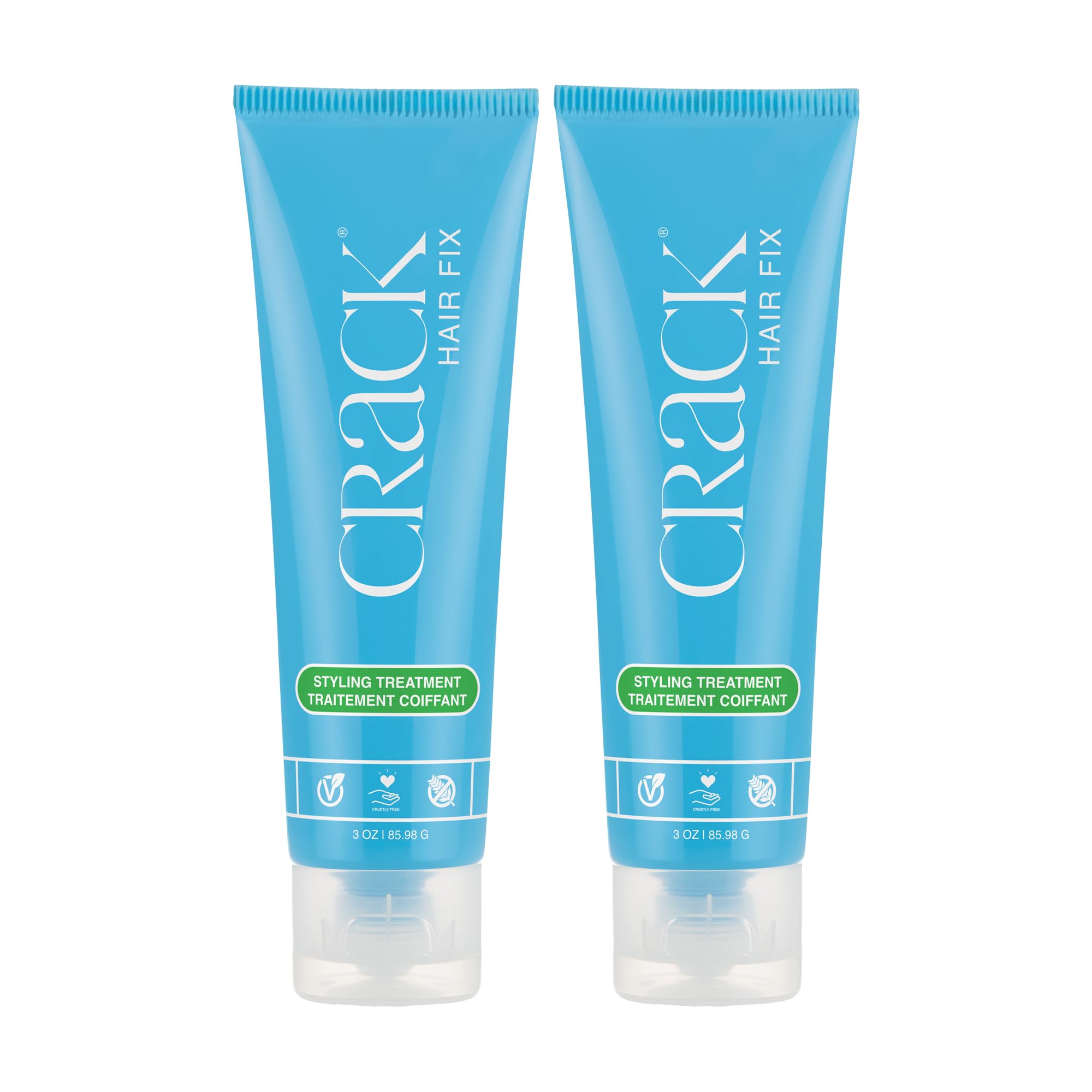 Crack HAIR FIX Styling Treatment - Multi-Tasking, Anti-Frizz, Leave-In Styling Cream with Protection from Humidity, Chlorine, Heat Treatments & Sun (3 Oz - PACK OF TWO)