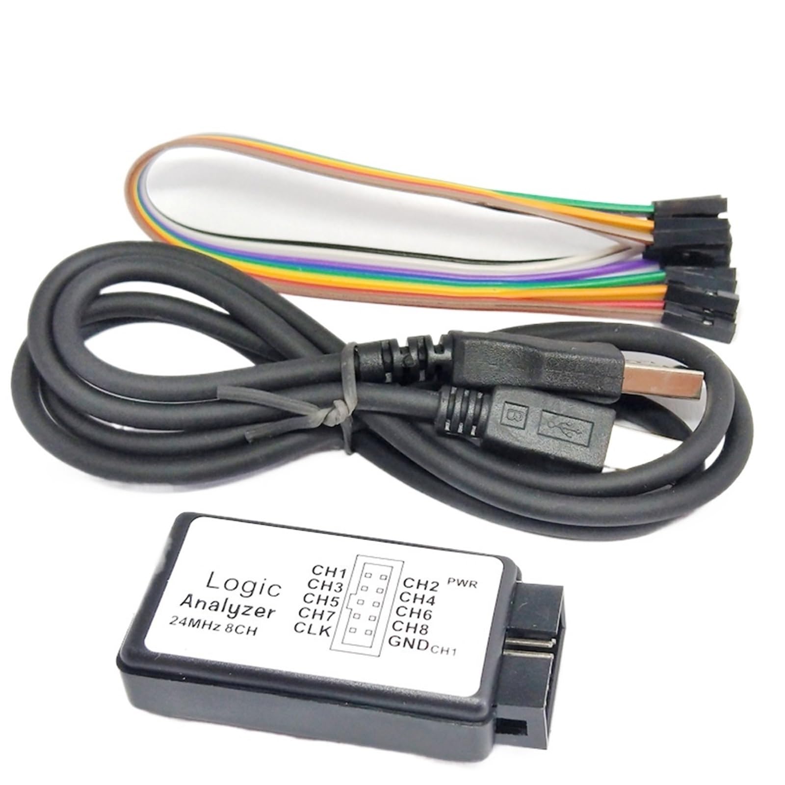 Analizador lógico USB de 1 pieza, 24 M, 8 canales, herramienta de depuración ARM FPGA, 8 canales que se pueden recopilar al mismo tiempo for analizar señales.