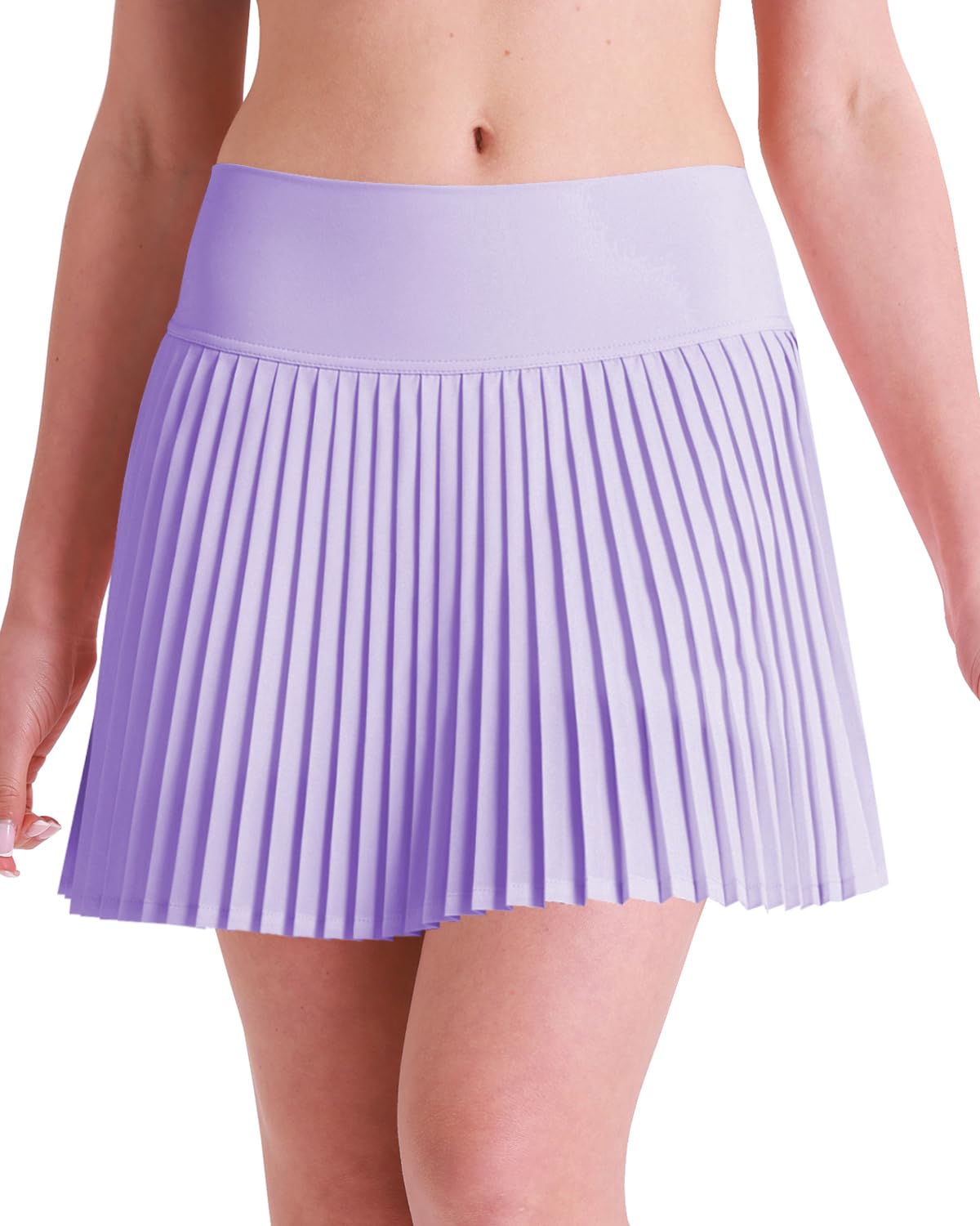 Lommishop Women's High-Waisted Pleated Tennis Skirt with Shorts and Pockets: Lightweight Athletic Golf Skorts