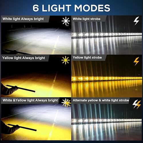 Vista 2 de DVISUV - Barra de luz LED delgada de 50 pulgadas, luz estroboscópica de doble color, barra de luz de una sola fila, reflectores 6D, luz antiniebla