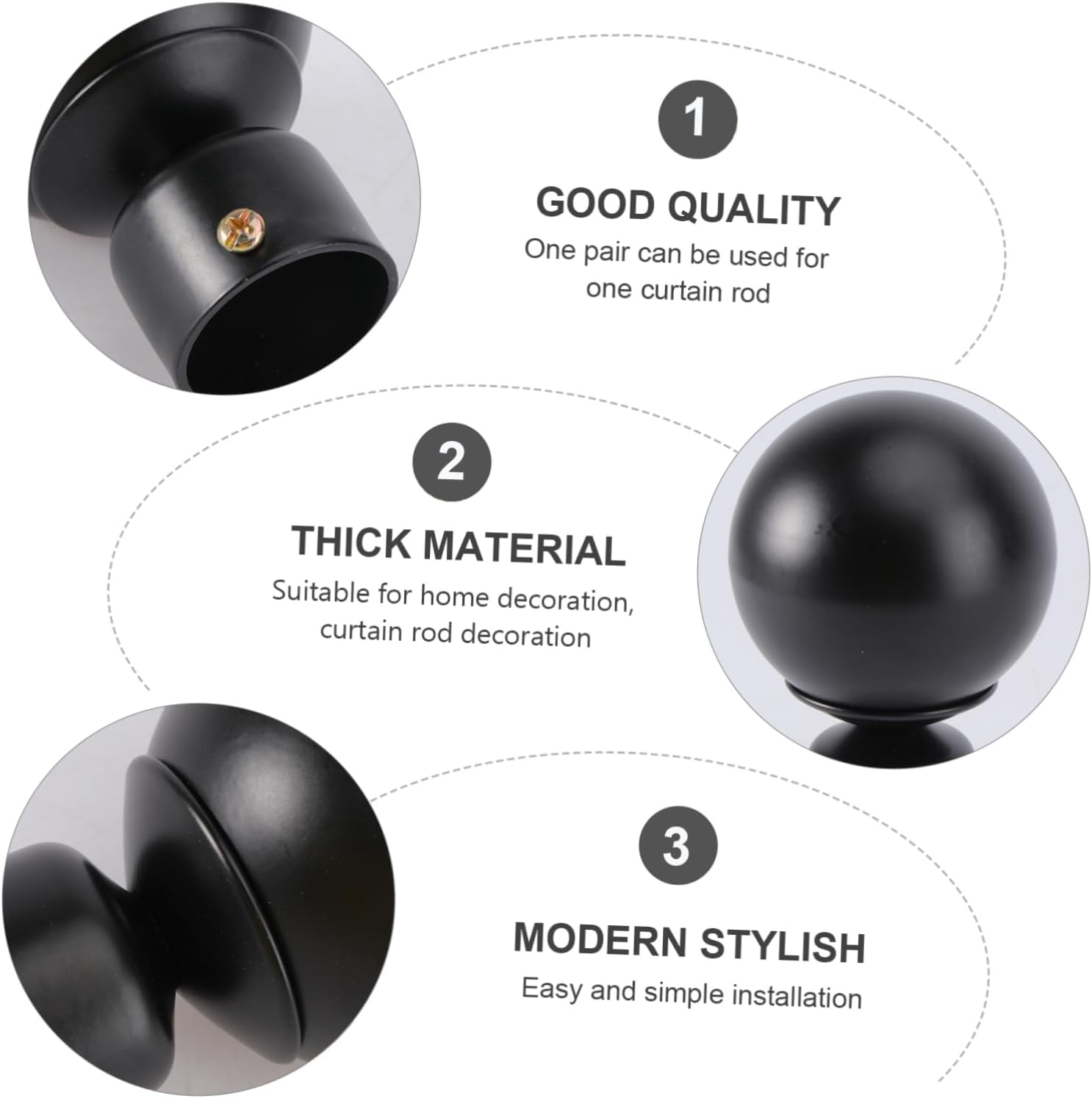4pcs Decorative Curtain Rod End Curtains Tension Rod Hooks Sturdy Design Decor