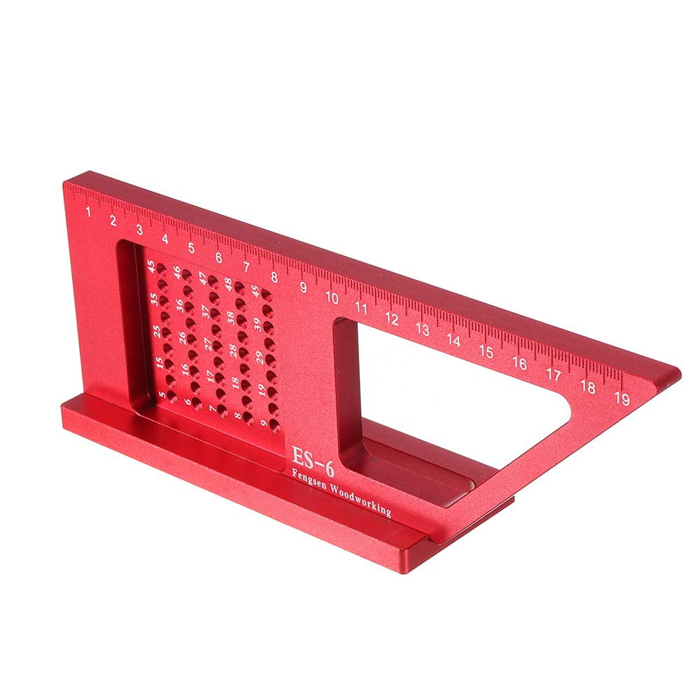 KUNSE Aluminum Alloy Multifunctional 3D Miter Angle Measuring Ruler 45/90 Degree Scribing Gauge Hole Positioning Marking T Ruler