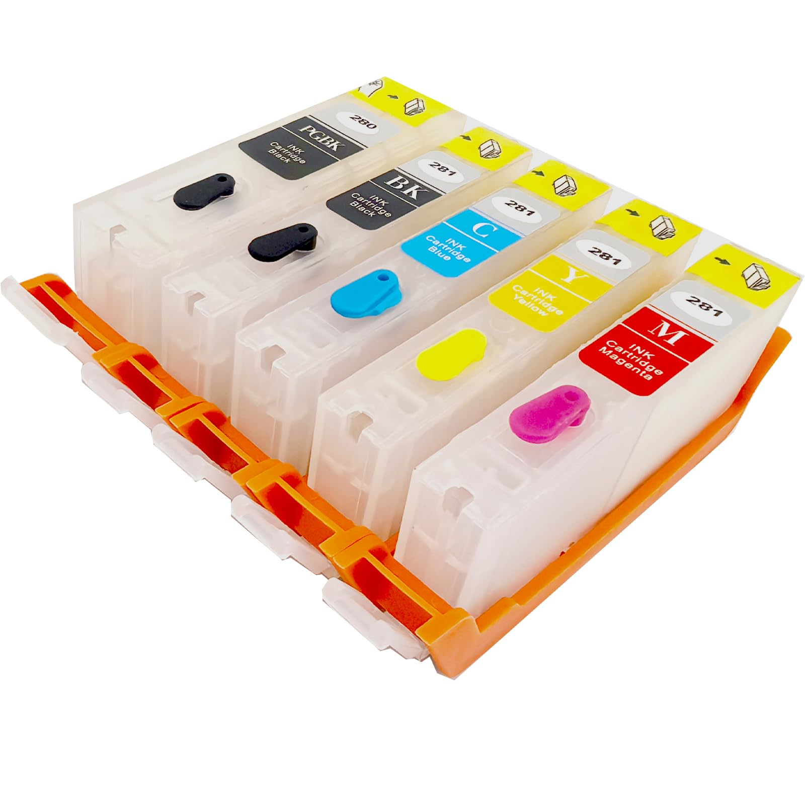 KHY Leere Nachfüllbare Tintenpatronen Ersatz für Canon 280XXL 281XXL PGI-280XXL CLI-281XXL für Pixma TS6120 TS6220 TS6320 TR7520 TR8520 8522 TR8620 TS702 TS9521C TS9520 TS61200 Mit permanentem Chip
