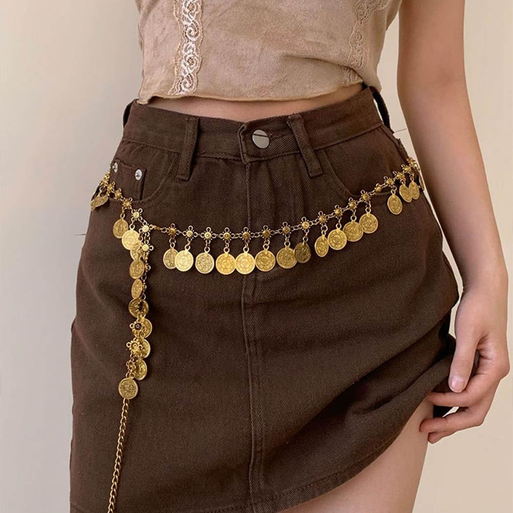Gold Body Chain Boho Waist Chains Coins Pendant Chain Belt Dress Beach Waist Jewelry Accessories for Women - Image 4
