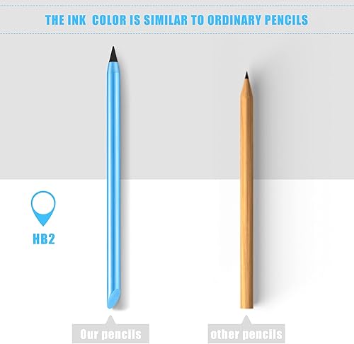 Miniatura 6 de 2 bolígrafos de metal sin tinta borrable, lápiz metálico de aluminio para escribir, dibujar, dibujar, suministros escolares de oficina en casa