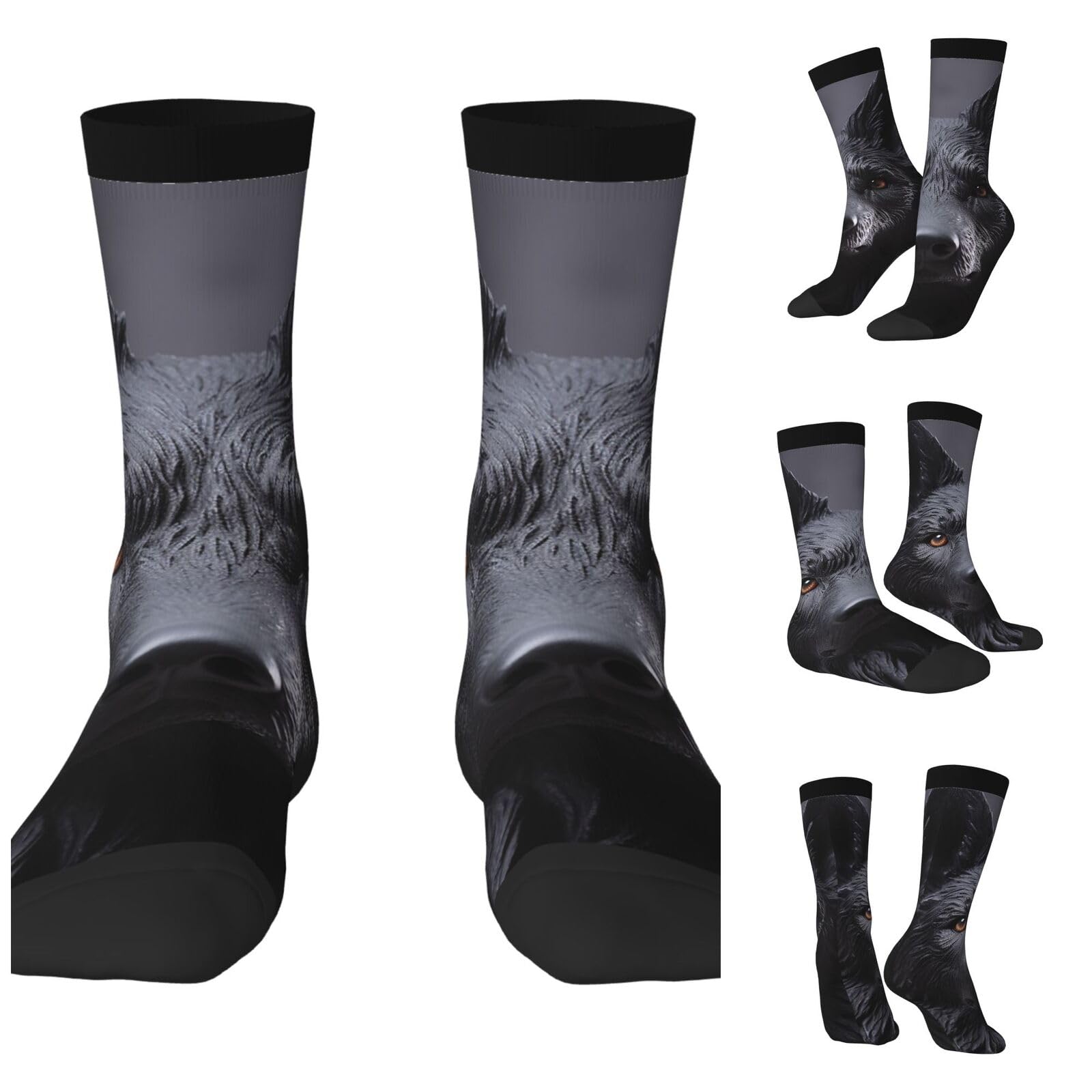 LZQPOEAS Black German Shepherd Athletic Socks Unisex Cushioned Crew Socks Hiking Running Calf Sock Soft Above Ankle Sock