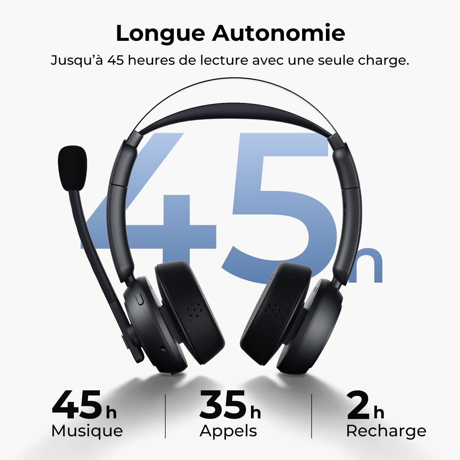 Nuroum HP31D 2026 Professionnel Casque Bluetooth sans Fil avec Micro,Casque à Réduction de Bruit ENC avec Station de Charge,Bluetooth 5.4,Dongle USB,Connexion Multipoint pour Télétravail/Appels Clairs