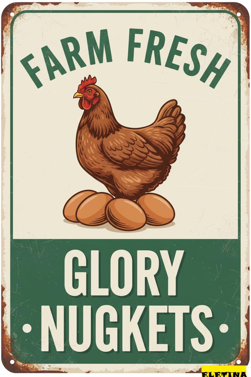 Vintage Metal Tin Sign for Chicken Coop Accessories S -chicken Coop S Farm Fresh Butt Nuggest 8x12 Inch Private Property Decorative