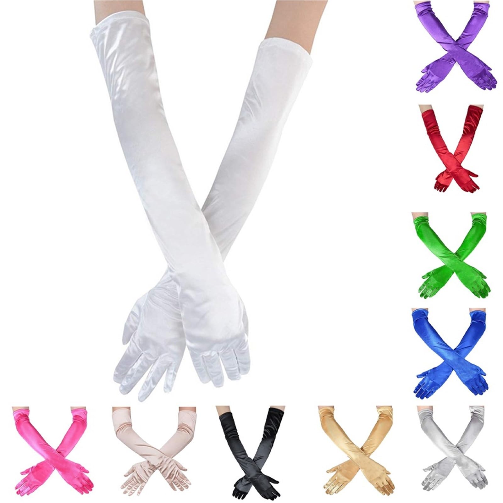 2 paia di guanti lunghi da donna, festa, for spettacoli nozze, abiti, sera for adulti Per Le Donne
