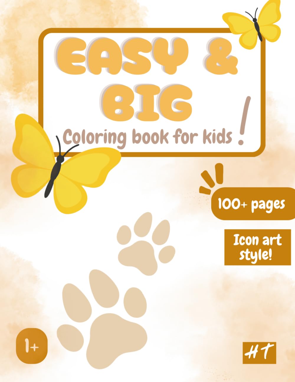 Easy and Big Coloring Book for Kids and Toddlers: watercolor, crayon, marker, 100 pages simple Icon art style