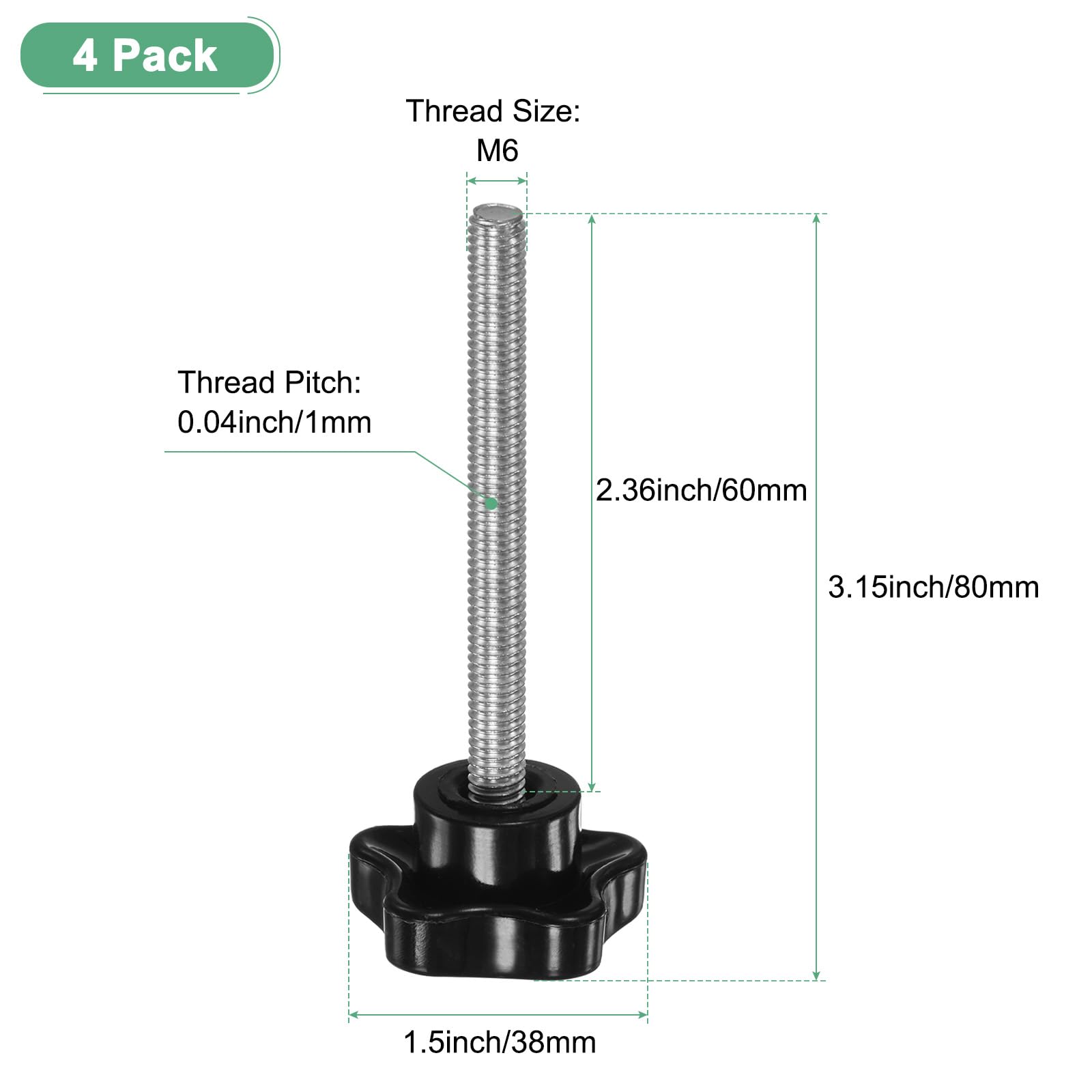 M METERXITY 4-Pack Star Clamping Knobs - Image 3