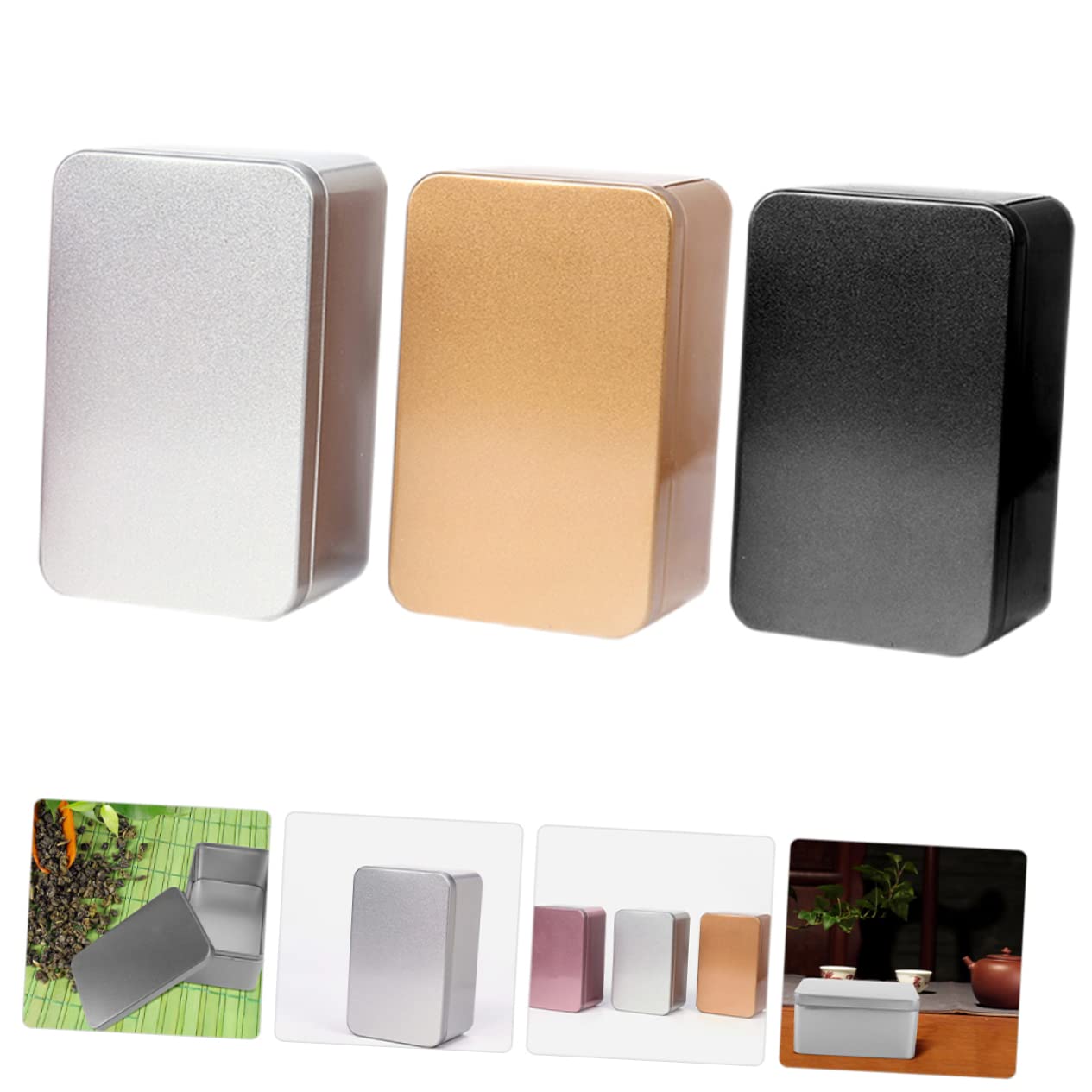 SOLUSTRE 3Pcs Tinplate Storage Box with Lid Versatile Candy Jewelry Home Organizer for Weddings Parties and Daily Use Smooth Edges Polished Finish