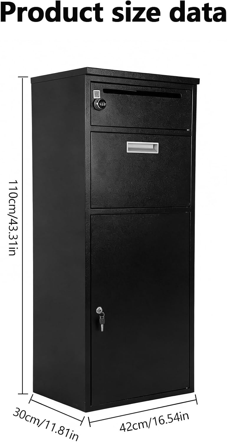 Galvanized Steel Large Secure Parcel Delivery Box with Package Delivery Sign Outdoor Parcel Delivery Letterbox Anti-Theft Lockable for Porch House Curbside