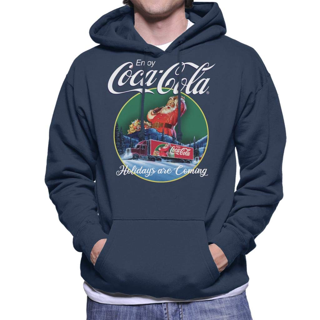 Coca-Cola Men's Navy Blue Coca Cola Holidays Are Coming Truck Hooded Sweatshirt