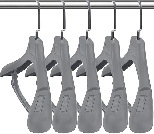 Perchas de plástico extra anchas para hombre, paquete de 15 ganchos de 17.7 pulgadas de ancho, perchas grises para suéteres sin abultamiento,
