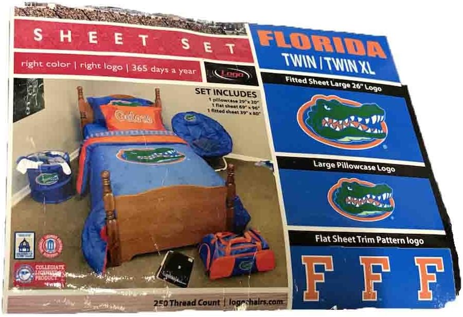 Florida Gators 250 TC Twin Sheet Set