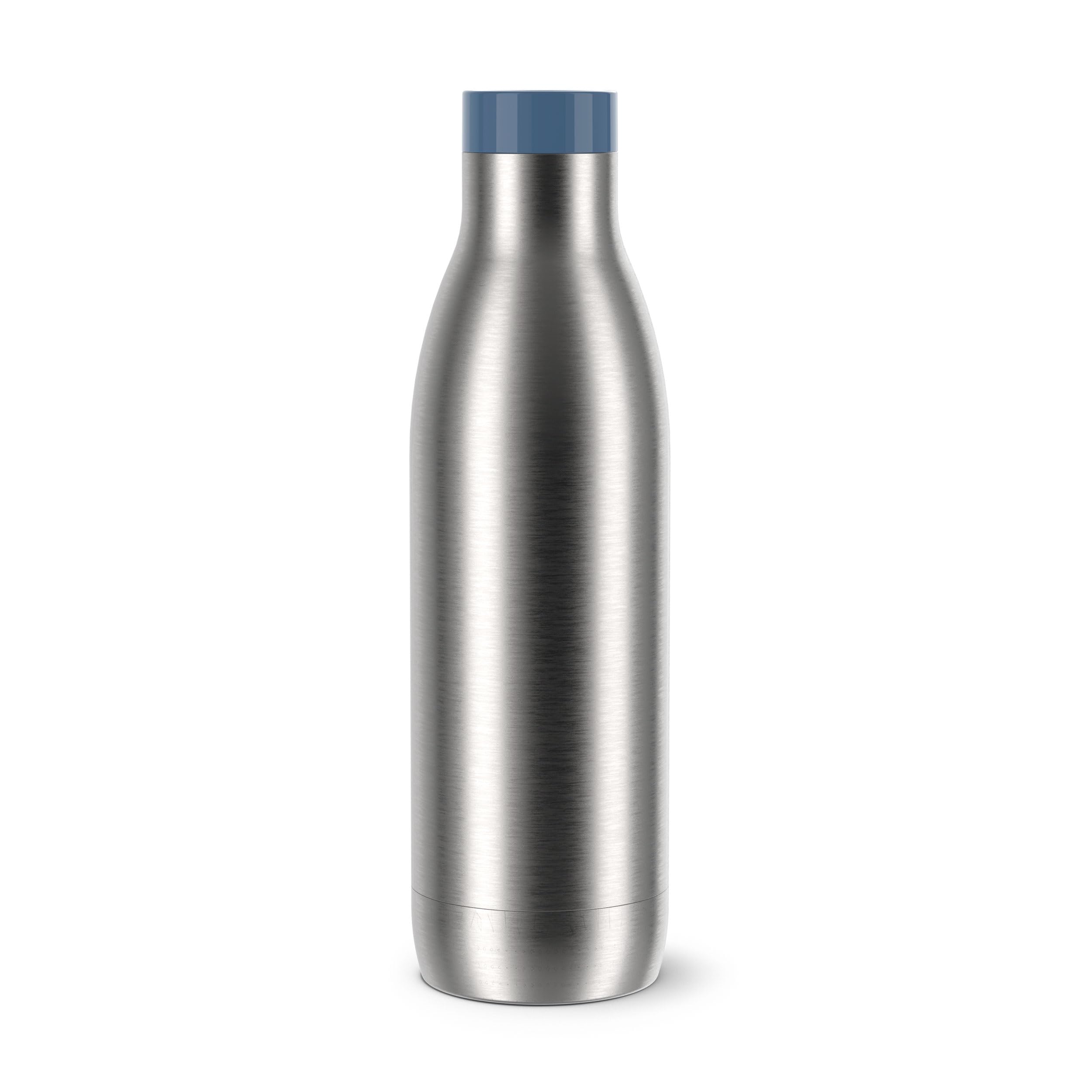 Emsa Bludrop Eco Insulated Water Bottle, Reusable, Recycled Stainless Steel, Eco Design, Quick-Press, 12h Hot / 24h Cold, 0.7 L, Dishwasher Safe, Leak-Proof, Blue, N3112700