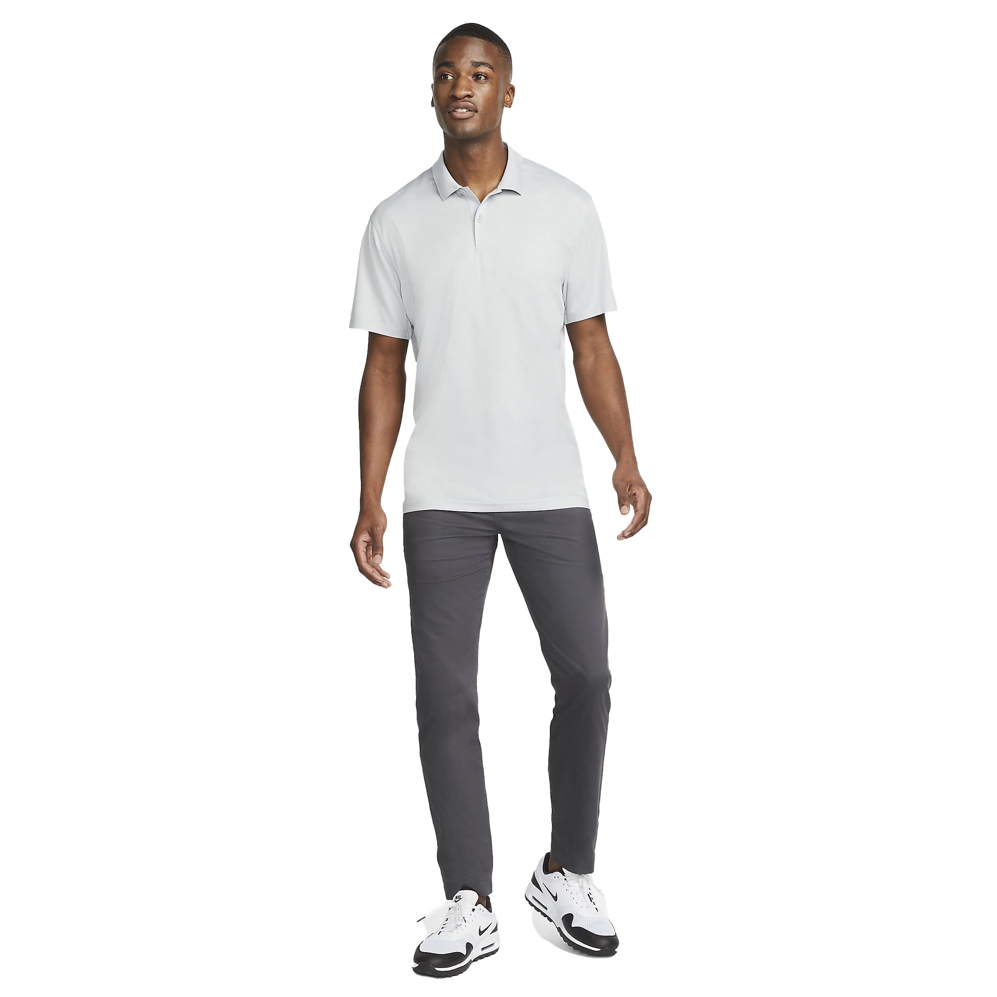 Nike Dry Victory - Polo de Golf para Hombre, Gris Ahumado Claro/Blanco, Small