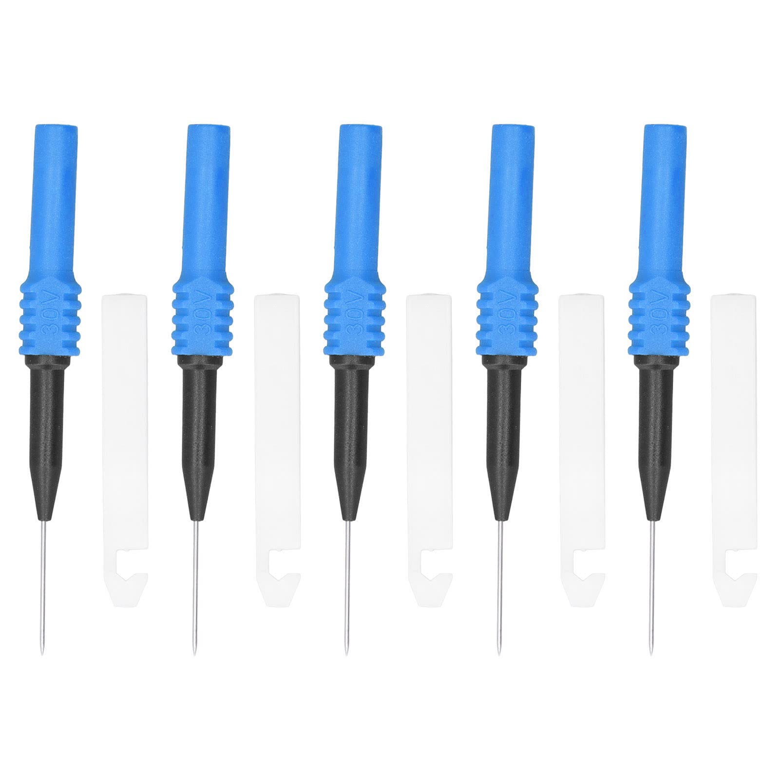 5Pcs Test Probe Piercing Needle, 0.7mm with Sheath Brass PVC Testing High Electrical Conductivity Multimeter Test Accessory Set Kit for Multimeter(Blue)