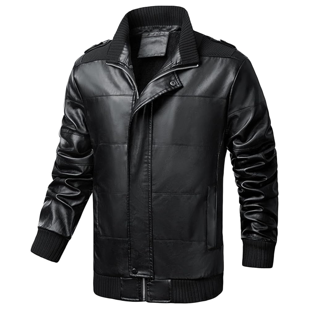 Amazon.com: SWJGLITTR Men's Leather Winter Jacket Male