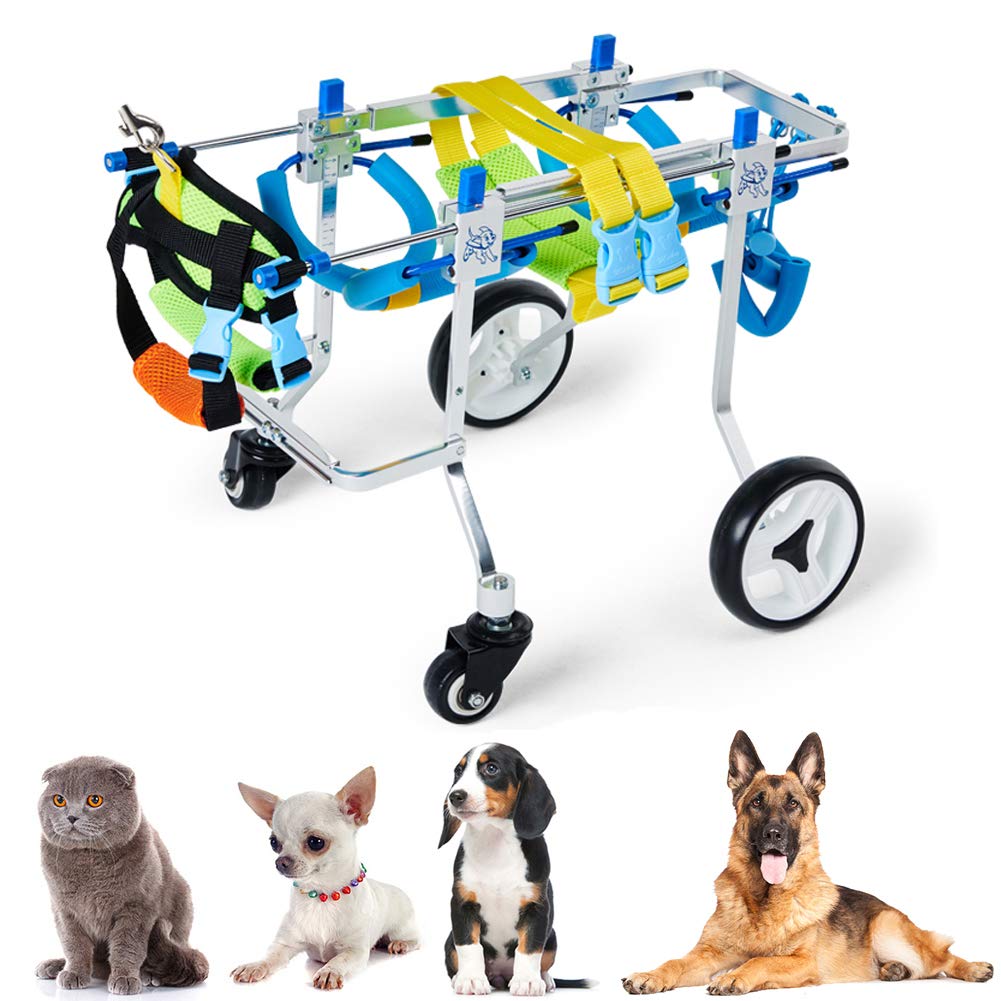 Buy Adjustable Wheelchair Dog Cart Disabled Pet Assisted Walk Car for