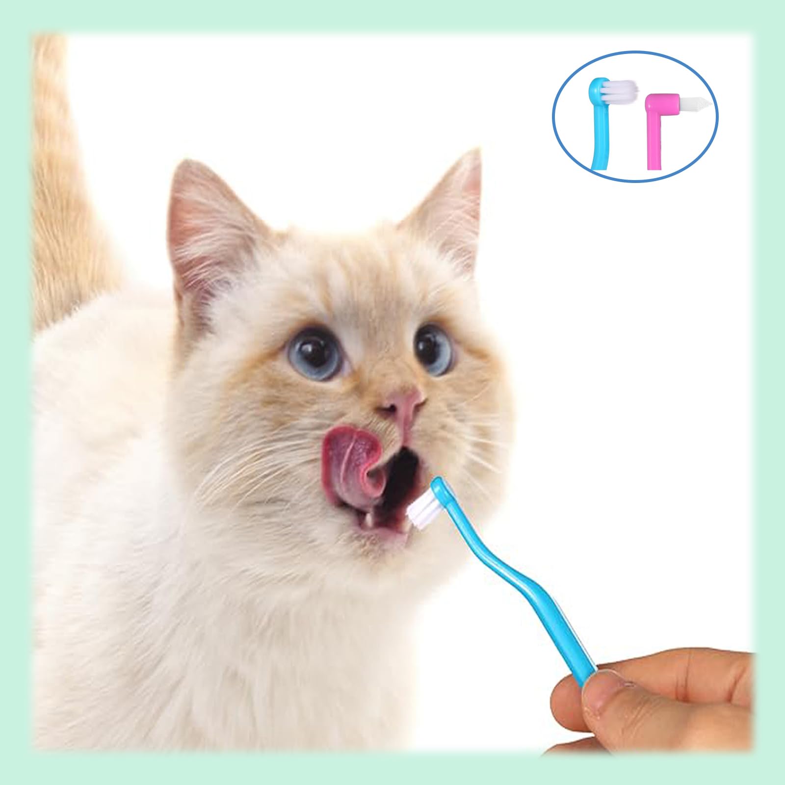 2Pcs Small Dog Toothbrush and 4Pcs Cat Finger Toothbrush, Reusable Flexible Cat Tooth Brush (Blue, Pink), 1 count (Pack of 6) - Image 4
