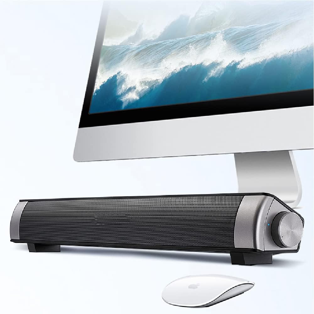 Powerful Portable Soundbar for iMac MacBook PC iPhone Bluetooth 3.0 +EDR, Speakerphone, Powerful 1800mAh Lithium Battery, Super Bass, 3D Stereo Surround Sound 2.0 Channel, Home Cinema System (Black)