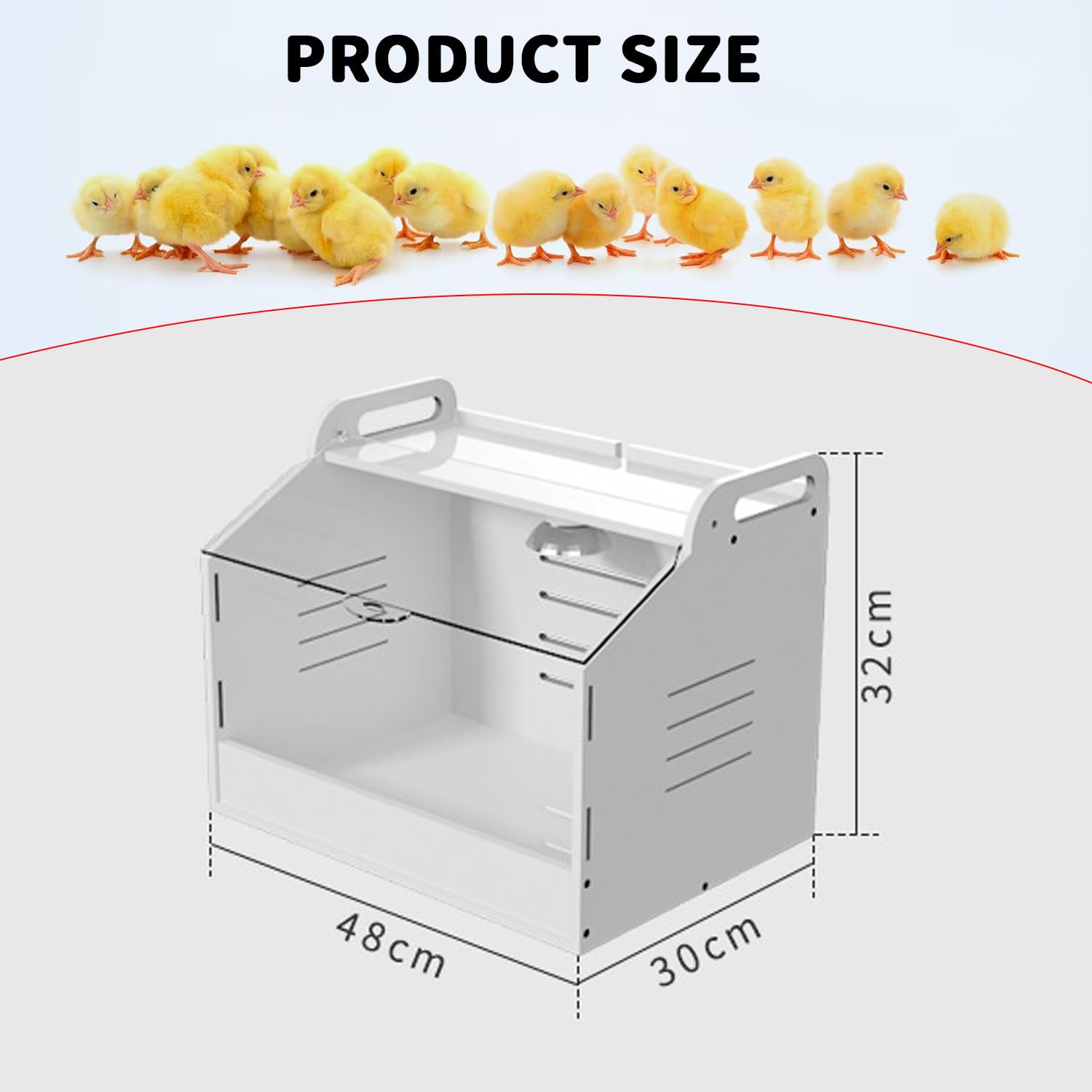 Equipo para incubadoras de Pollitos de Aves de Corral | caja de cría de pollitos, caja de cría con abertura transparente, con termómetro y lámpara para