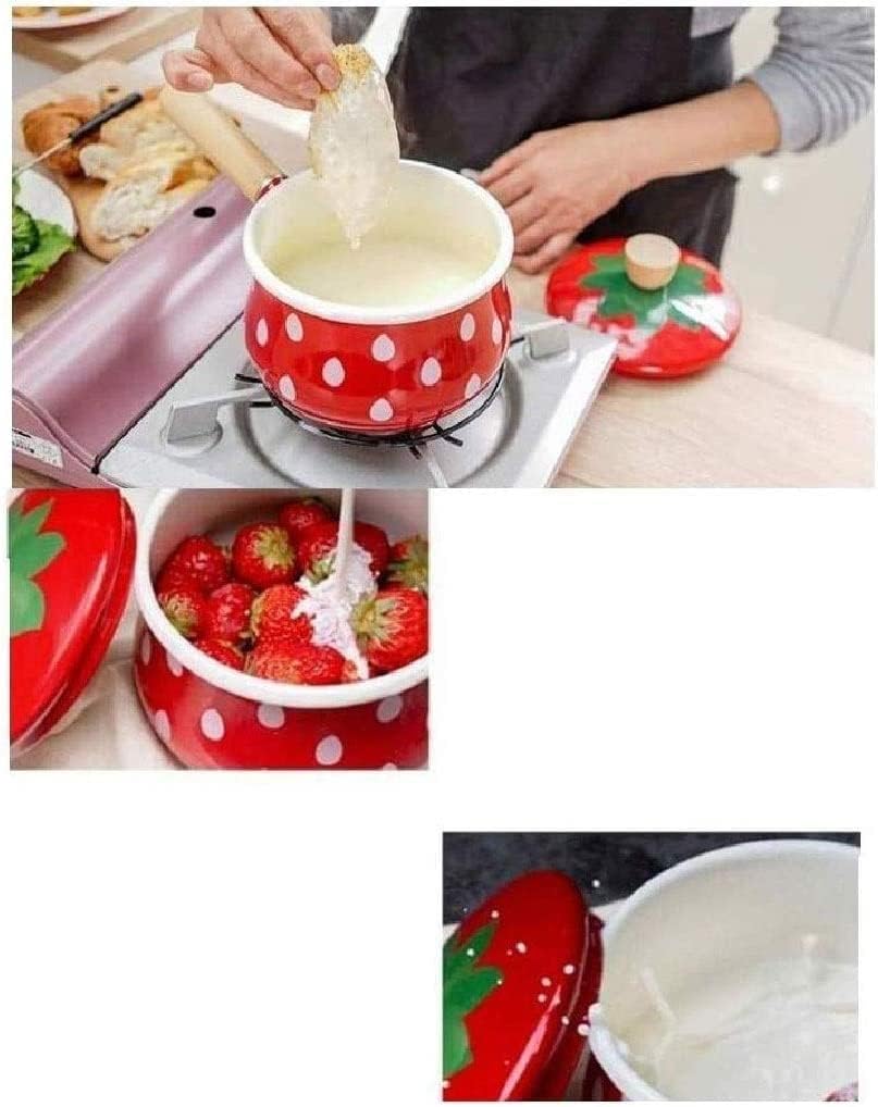 Wok Cookery Enamel Enamel Milk Pot Snow Pan Strawberry-Shaped Single Handle Cooking Pot Soup Pot Induction Cooker Gas Sauce Pot