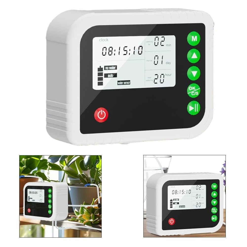 Arrosage automatique des plantes avec minuterie pour 15 pots, kit d'irrigation goutte à goutte avec durée réglable et double mode, ABS résistant aux intempéries IP65 pour intérieur et extérieur