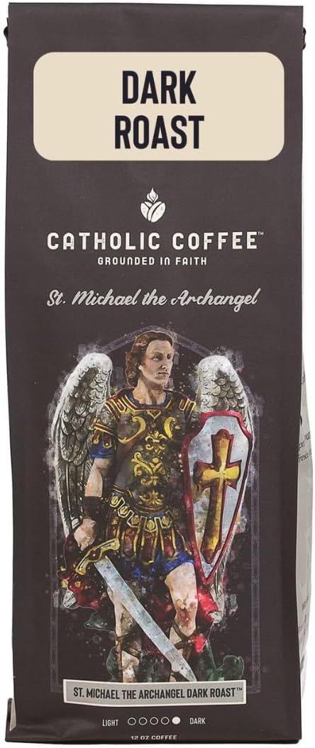 - Catholic Coffee St. Michael | Dark Roast Ground Coffee – Almond & Citrus Notes | 12oz Bag – Premium Catholic Gift Inspired by the Defender of Heaven