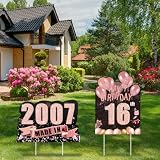 16th Birthday Yard Signs, 2Pack Rose Gold 16th Birthday Decorations, 16th birthday Sign, Lawn Sign P