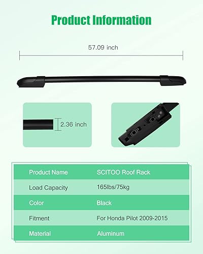 Miniatura 2 de Scitoo Portaequipajes para Honda Pilot 2009-2015, barras transversales, barras laterales, portaequipajes, portaequipajes