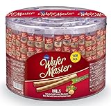 Wafer Master Waffelröllchen gefüllt mit Haselnusscreme, Kaffeegebäck Großpackung (108Stk./648g)