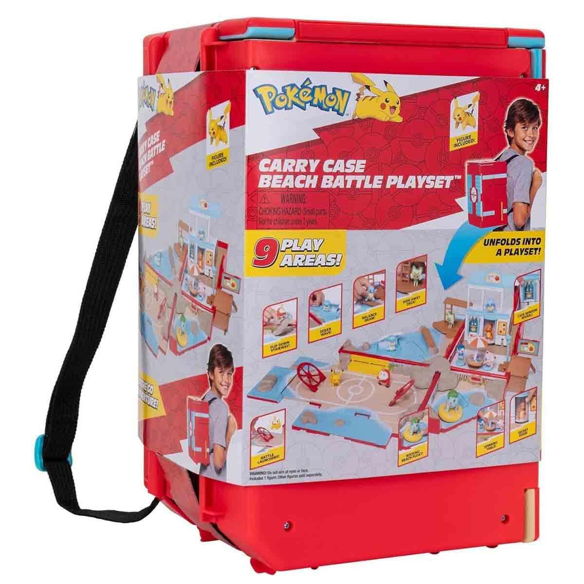 Pokémon PKW3424 - przenośny zestaw do zabawy - arena plażowa, oficjalny, składany świat zabawy z Pikachu, od 4 lat