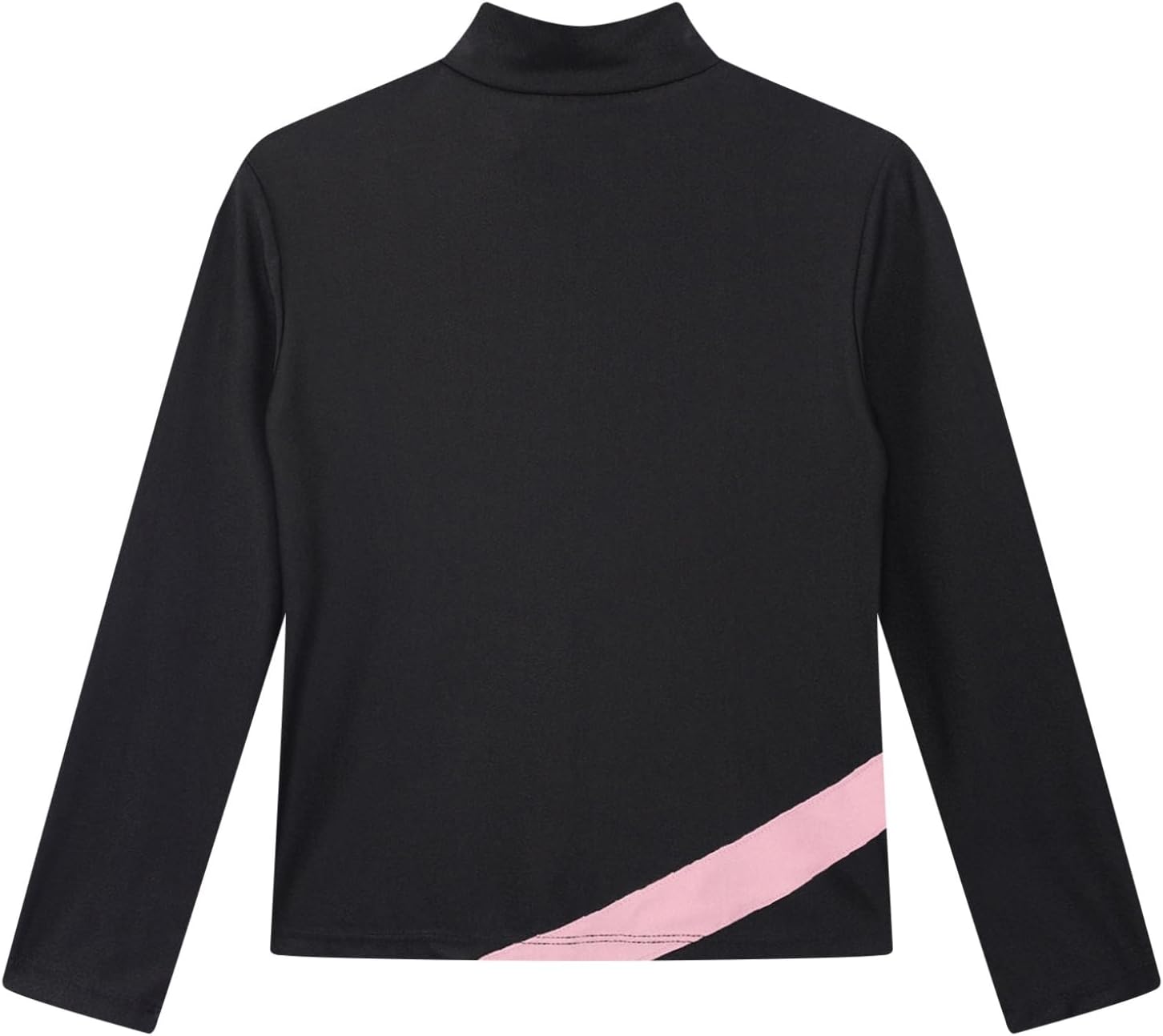 Oyolan Figure Skating Jacket for Girls Sparkle Stripe Zipper Up Long Sleeve Ice Skating Training Jacket Coats
