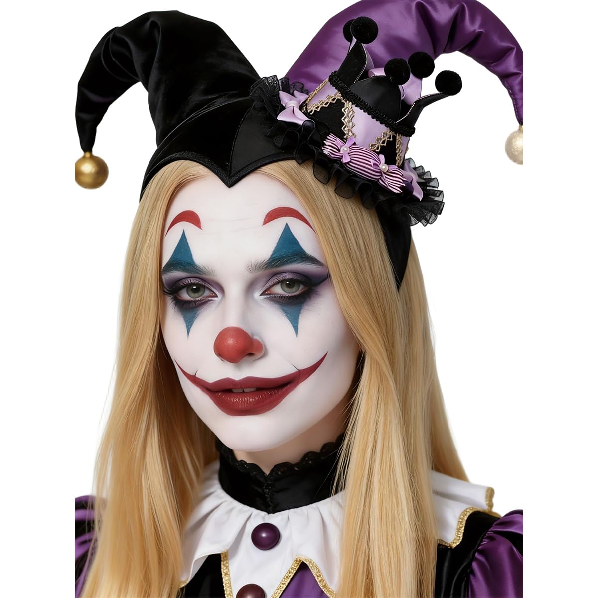 BPURB Women Circus Clown Jester Hat Lolita Crown Mini Top Hat Halloween Costume Headband Tiara for Carnival Cosplay Party — image 1