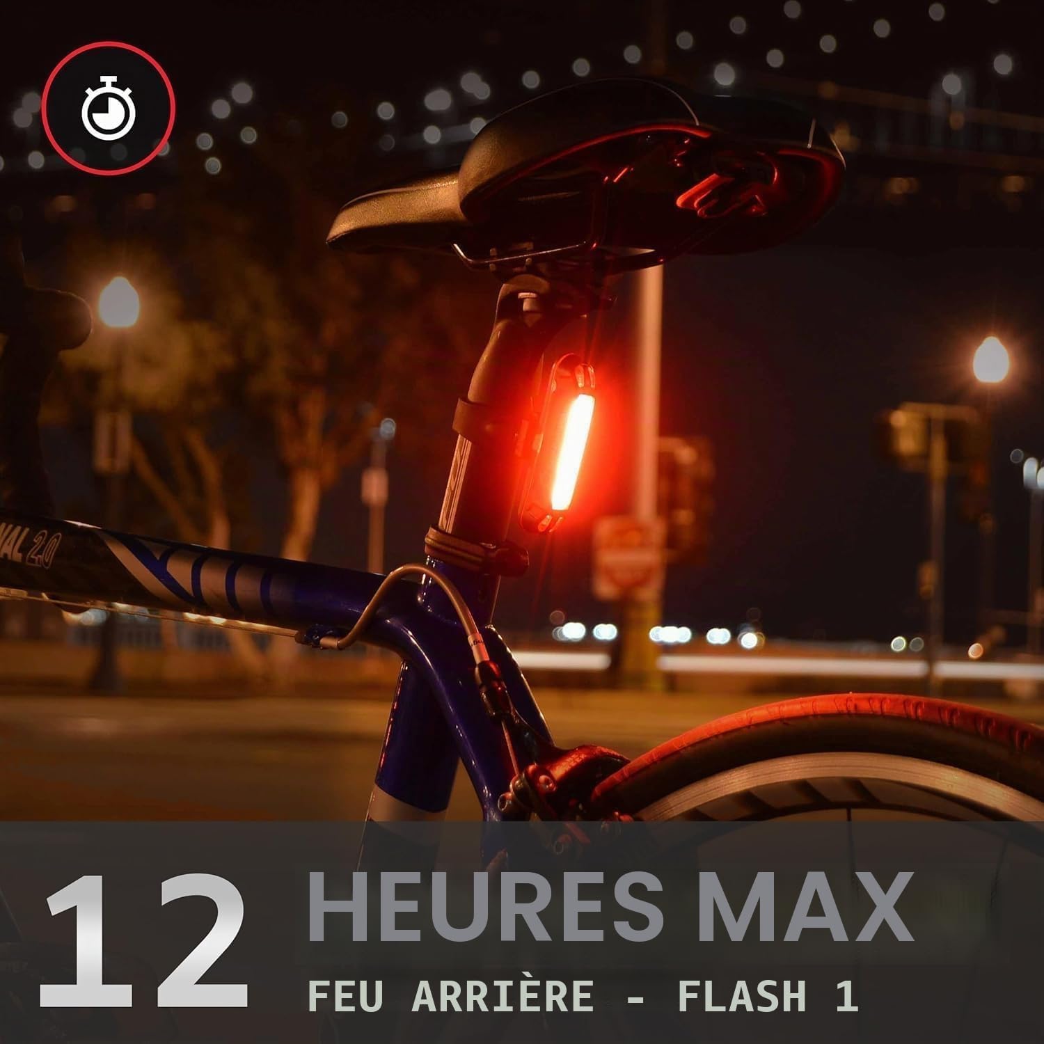 Night Provision Phare avant et arrière à LED rechargeable USB-C pour skateboard, longboards, route, montagne, BMX (feux avant et arrière)