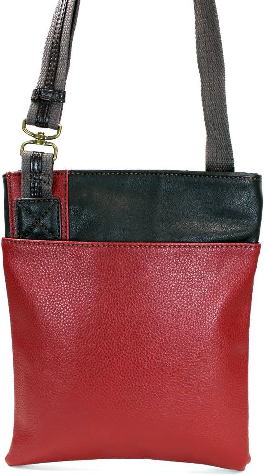 Chala Crossbody Phone Purse | SOFT PU Leather SWING Bag with Chala Key fob (Burgundy_ Pink Rose)