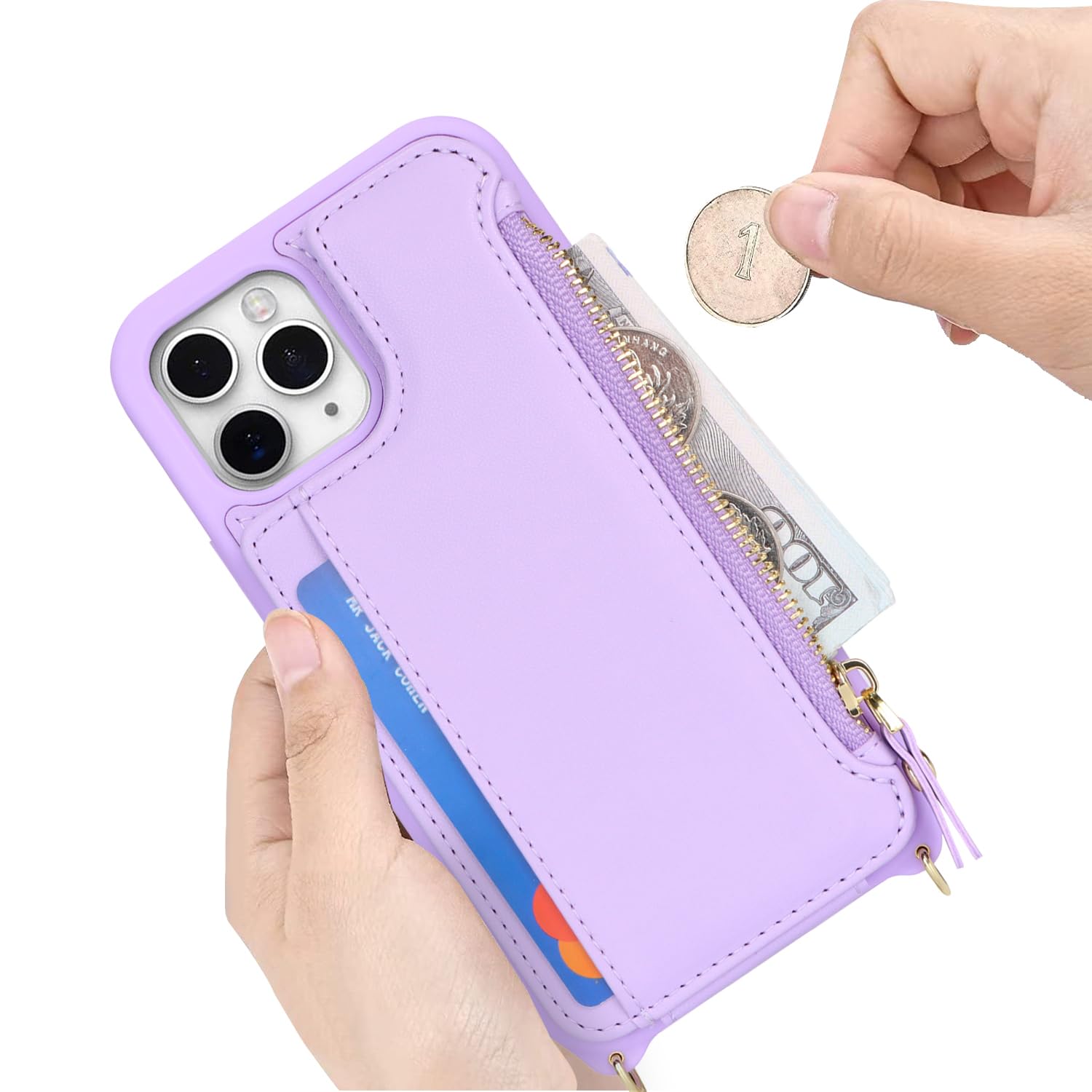 SailorTech for iPhone 11 Pro Max Phone Case with Credit Card Holder for Women iPhone 11 Pro Max Leather Case Wallet Crossbody with Credit Card Slots Zipper Shockproof Case for Men - Image 4