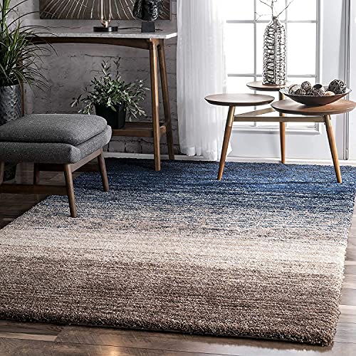 Image of Classie Ombre Pattern Shag Area Rugs & Carpet, 4x6 Feet, Navy Multi