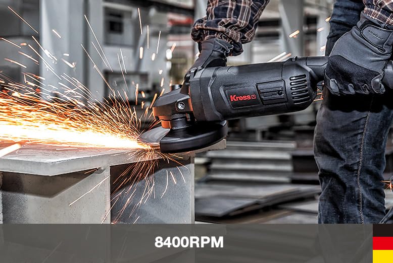 Image of Kress KU730 2200W 180mm Angle Grinder | 8400 RPM High-Speed Electric Grinder with Spindle Lock, Waterproof Design & Auxiliary Handle | Heavy-Duty Tool for Cutting, Grinding & Polishing