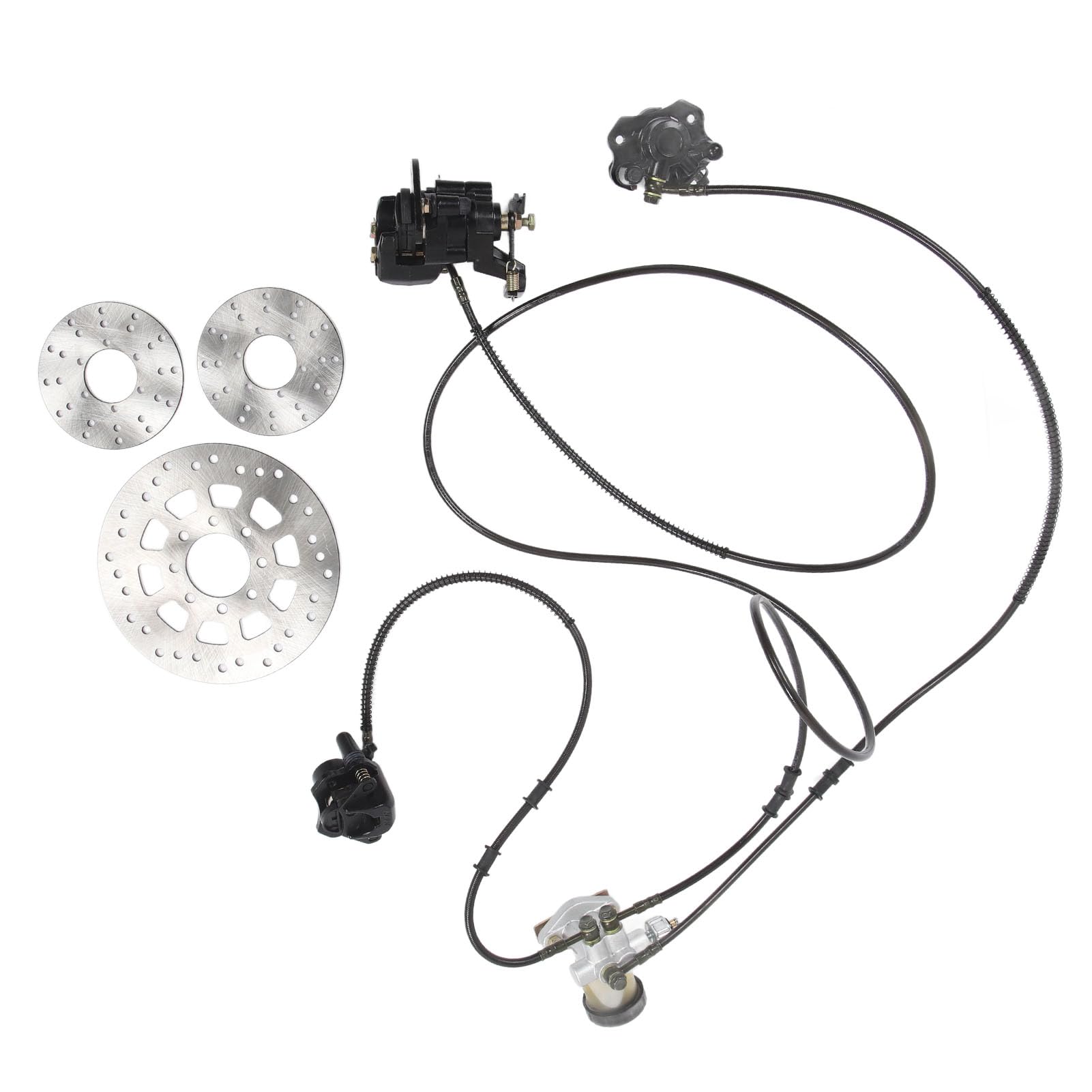 KIMISS Kit de Cilindro Maestro de Frenos de Alto Rendimiento Juego de Frenos de Disco Hidráulico con 3 Discos de para Modificaciones de ATV Go Kart de 150 Potencia de Frenado de Alta Resistencia
