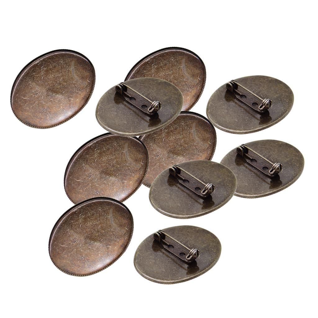10 Bases De Broche Cabochon En Bois - Plateaux Blancs Pour Badges DIY, épingle Acier Inox - 2cm à 3cm
