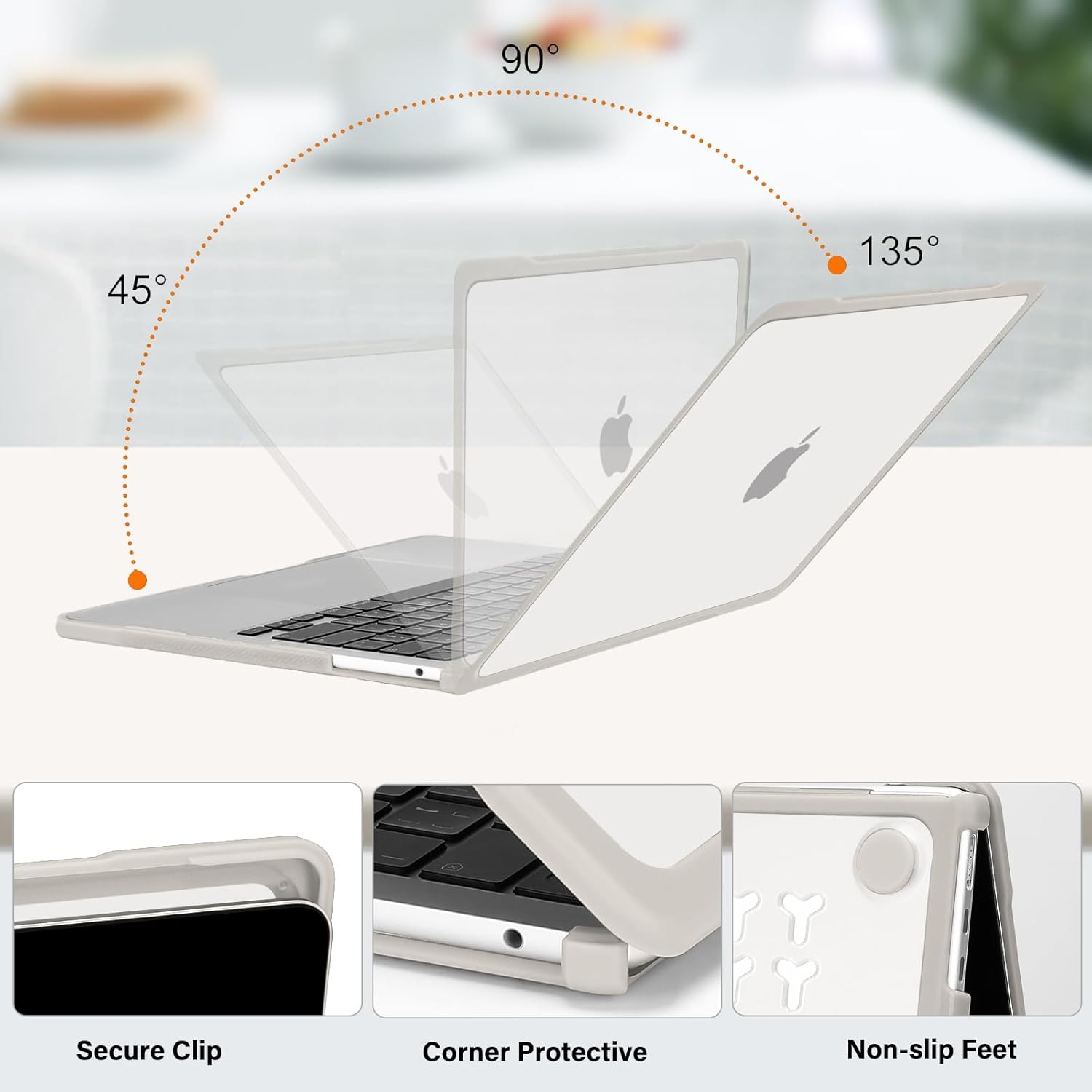 MOSISO Compatible with MacBook Air 13 inch Case M5 2026 M4 2025 M3 M2 2024-2022 A3449 A3240 A3113 A2681, 2 in 1 Kit Crack-Resistant Hard Case with Soft TPU Bumper for MacBook Air 13.6, Khaki