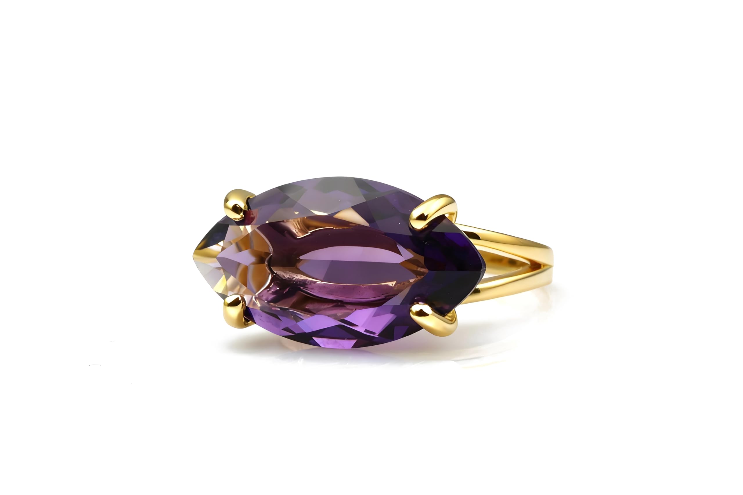 Bague améthyste or 14k pour mariage, un cadeau de mariée unique - 9