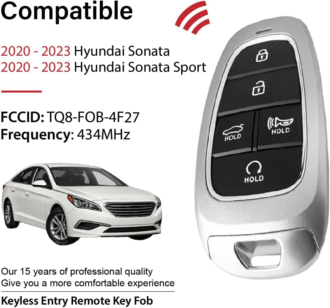 Replacement for 2020 2021 2022 2023 2024 Hyundai Sonata Sport Key Fob Remote Control TQ8-F08-4F27 5 Buttons 434MHz