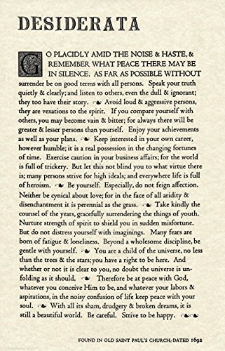 11x17 Archival Parchment Motivational Desiderata Poem by Max Ehrmann